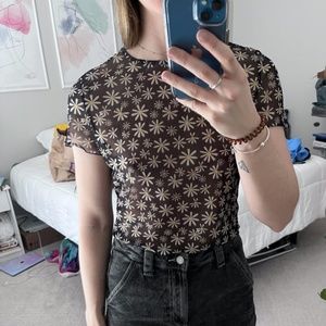 H&M Mesh Floral Crop Top, Size L